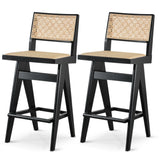 Keira - Bar Stool (Set of 2) - Black / Rattan - Furniture Home Direct
