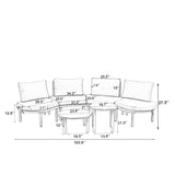 6 Piece Patio Set, Half Moon Outdoor Sectional Sofa With 2 High Low Coffee Tables, 4 Pillows & Cushions - Furniture Home Direct
