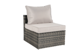 Wicker Outdoor Sectional Set with Curved Ottoman & Glass Top Table - Furniture Home Direct