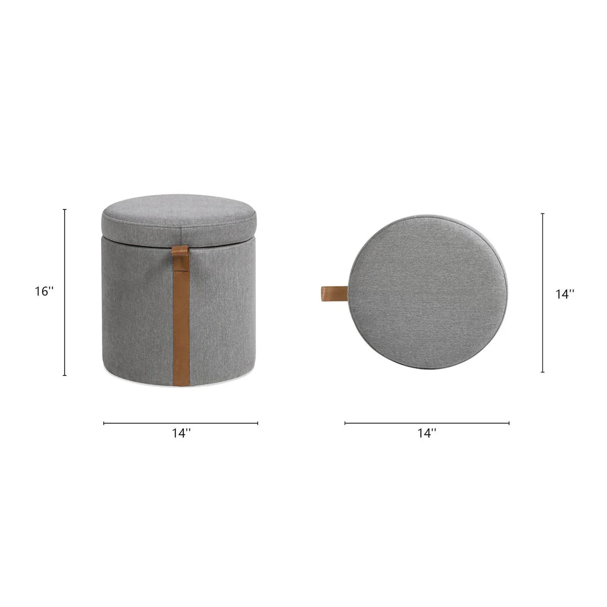 Brandy - Round Upholstered Storage Ottoman With Leather Accent - Furniture Home Direct