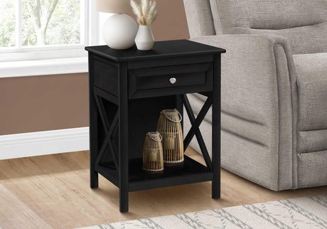 Accent End Table, 2 Tier, Storage Drawer, Transitional Style - Furniture Home Direct