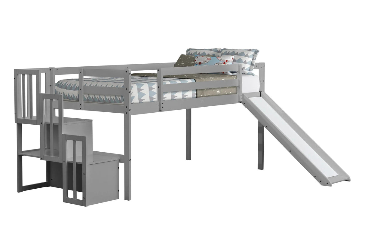 Loft Bed With Staircase, Storage, Slide, Full-Length Safety Guardrails, No Box Spring Needed - Furniture Home Direct