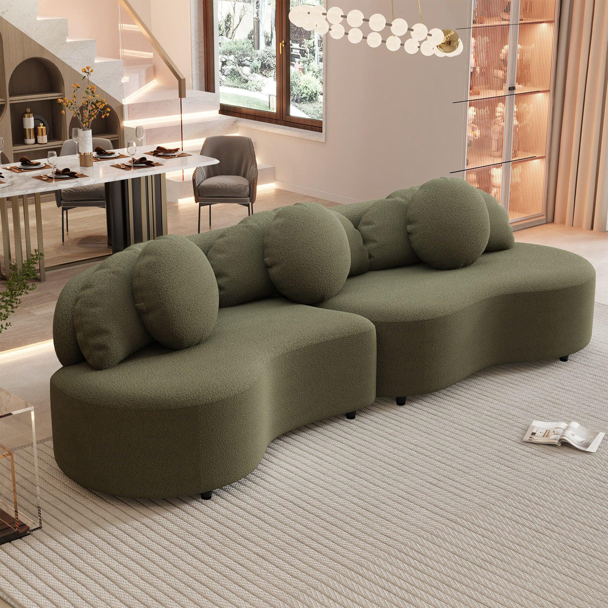 Modern Living Room Sofa Lamb Velvet Upholstered For Home - Furniture Home Direct