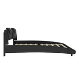 Platform Bed Leather Upholstered Headboard LED Black - Furniture Home Direct