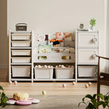 Kids Toy Storage Organizer With 8 Removable Toy Bins, 4 Tier Bookshelf, And 2 Cabinet Storage - Gray / Ivory - Furniture Home Direct