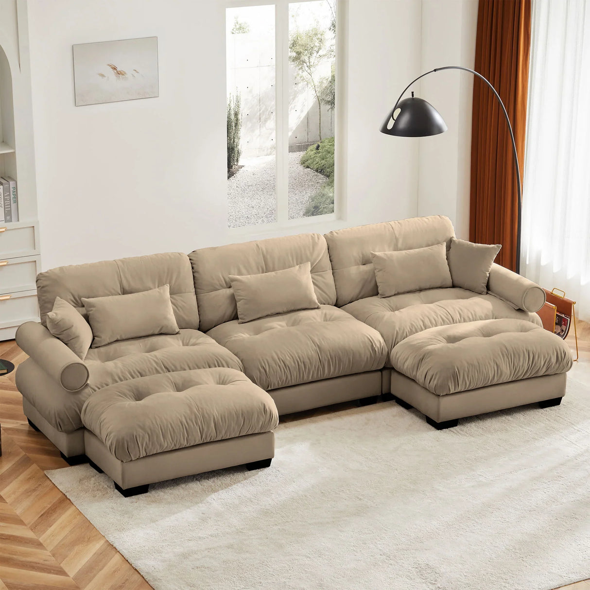 Super Comfort Oversized Modular Sectional Sofa With Movable Ottoman - Furniture Home Direct