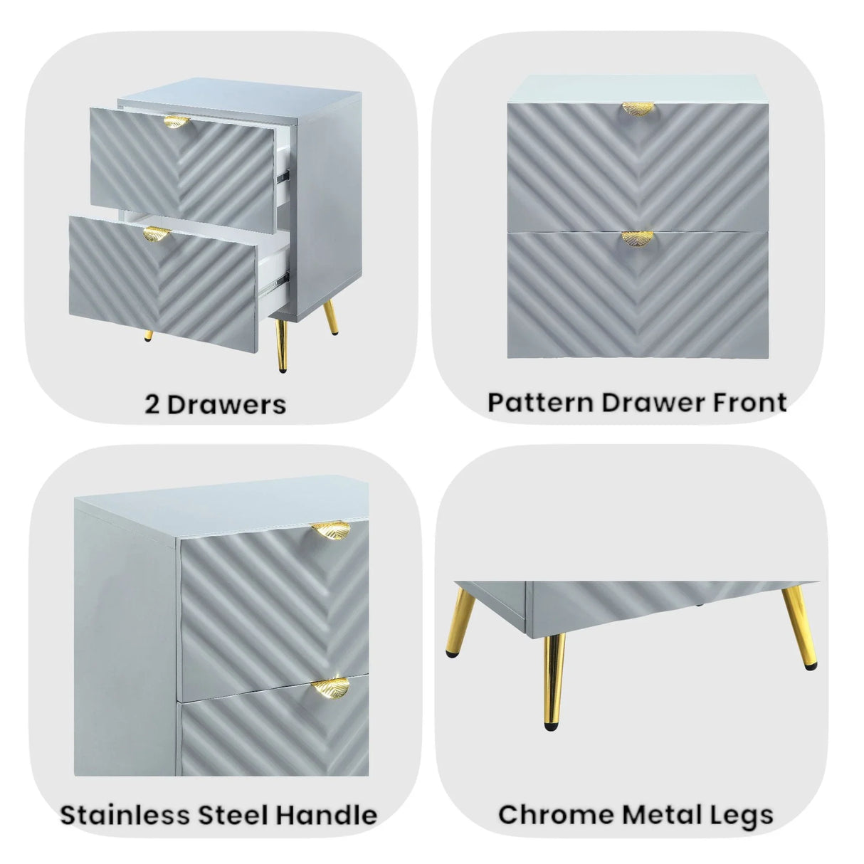 Gaines - High Gloss Nightstand - Furniture Home Direct