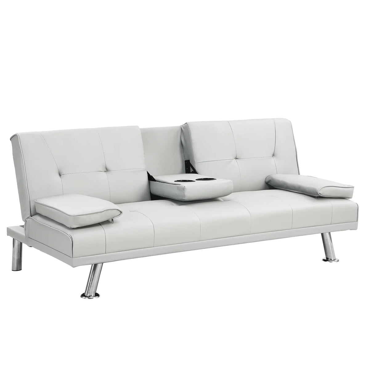 Sleeper Sofa with Armrest and Two Cup Holders - White - Furniture Home Direct