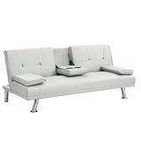 Sleeper Sofa with Armrest and Two Cup Holders - White - Furniture Home Direct