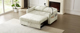 Sleeper Sofa With Adjustable Backrest, Two Cup Holders, Phone Holder, Three Charging Ports And Side Storage Pockets- Beige - Furniture Home Direct