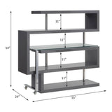 Buck II - Clear Glass, Chrome High Gloss Writing Desk With Shelf - Furniture Home Direct