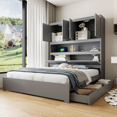 Platform Bed With USB, Storage Headboard & Drawers - Furniture Home Direct