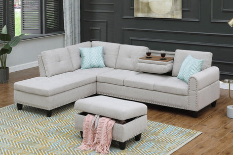 Alger - 98" Wide Left Hand Facing Sofa & Chaise With Ottoman - Furniture Home Direct