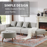 107 Inch Contemporary Sofa With Round Storage Ottoman Grey - Furniture Home Direct