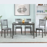 5 Pieces Modern Dining Set, Rectangular Wooden Dining Table With 4 Upholstered Chairs - Furniture Home Direct
