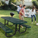 Outdoor Steel Picnic Rectangular Table With Umbrella Pole - Furniture Home Direct