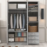 2 Doors Wardrobe Storage For Bedroom With Shelves And 3 Drawers - Furniture Home Direct
