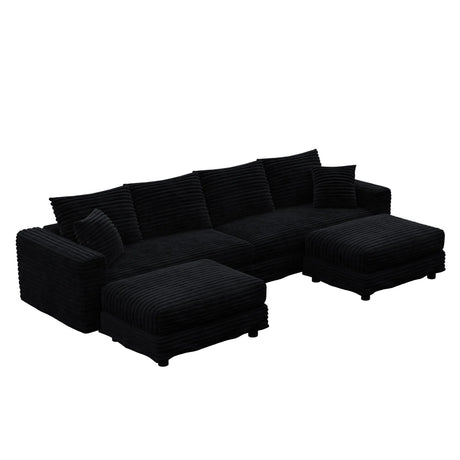 Deep Seat Convertible Sofa With Soft Pillows And Ottomans - Furniture Home Direct