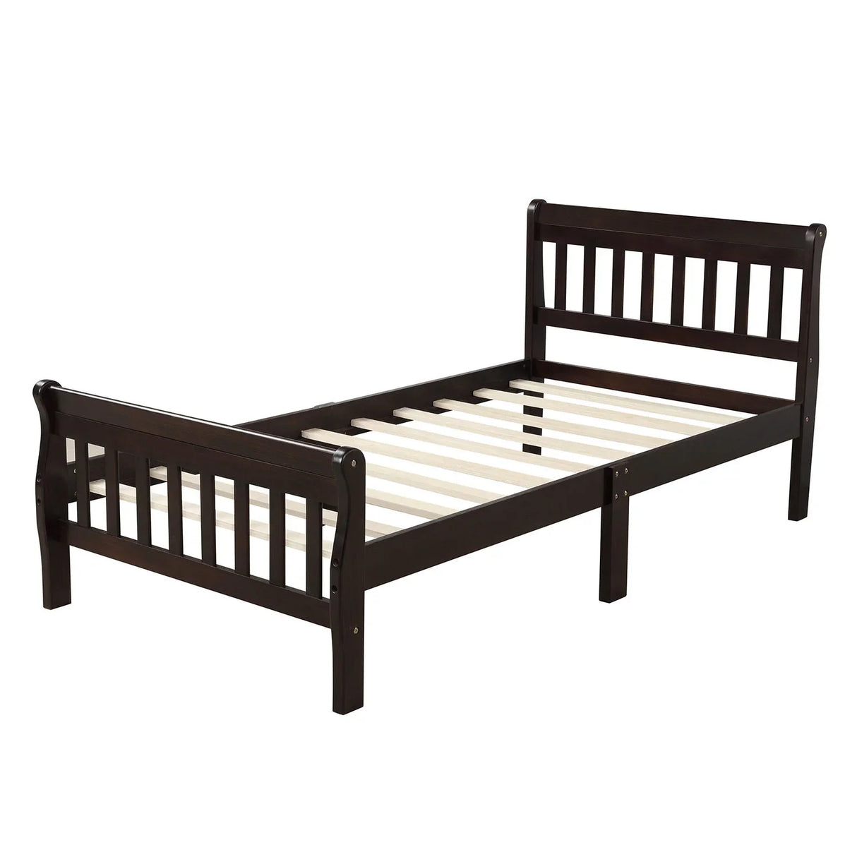 Platform Bed, Mattress Foundation Sleigh Bed With Headboard, Footboard, Slat Support - Furniture Home Direct