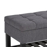 Saxon - Upholstered Transitional Storage Ottoman Bench - Furniture Home Direct