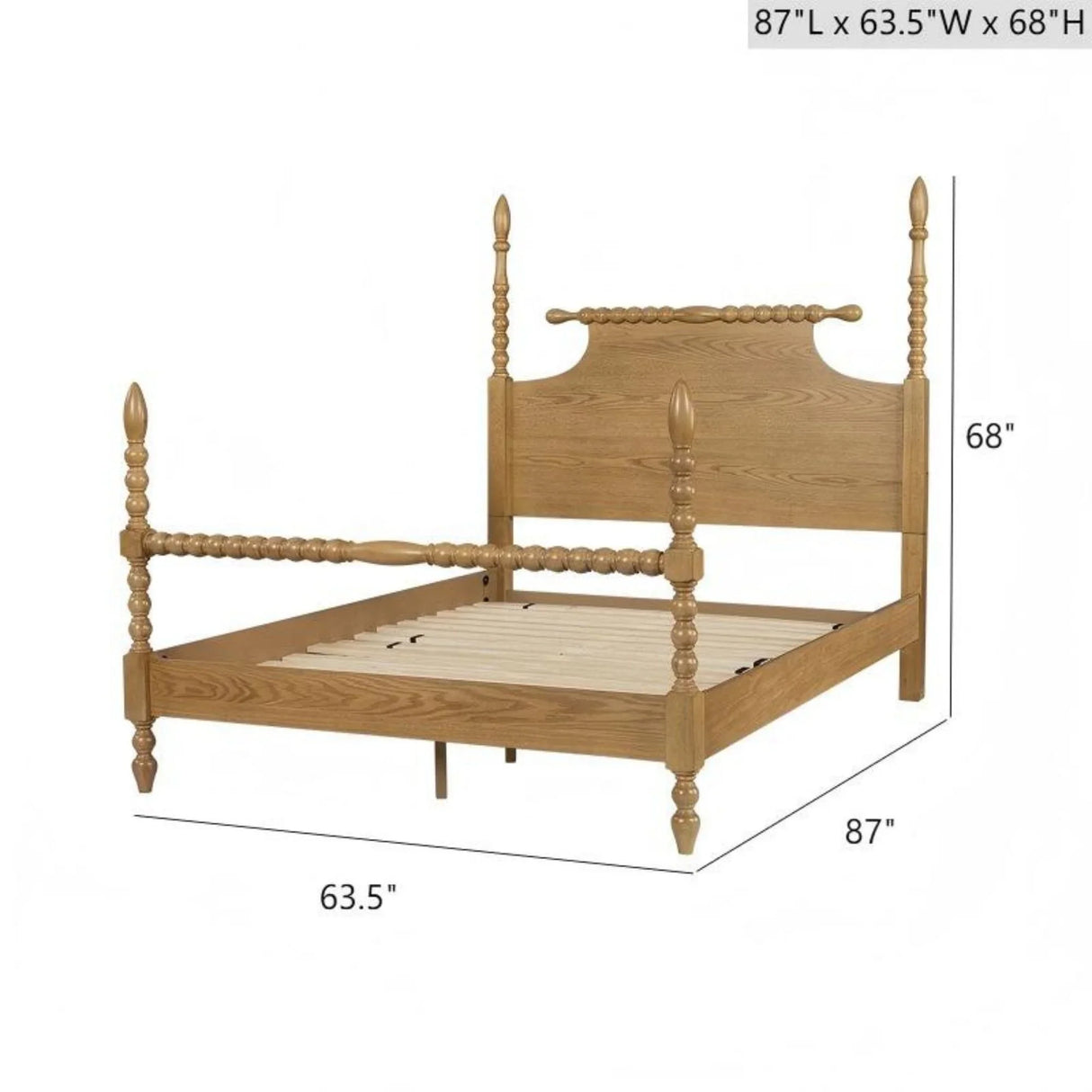 Queen Bed Turned Legs - Natural - Furniture Home Direct
