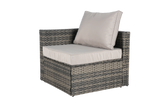 Wicker Outdoor Sectional Set with Curved Ottoman & Glass Top Table - Furniture Home Direct