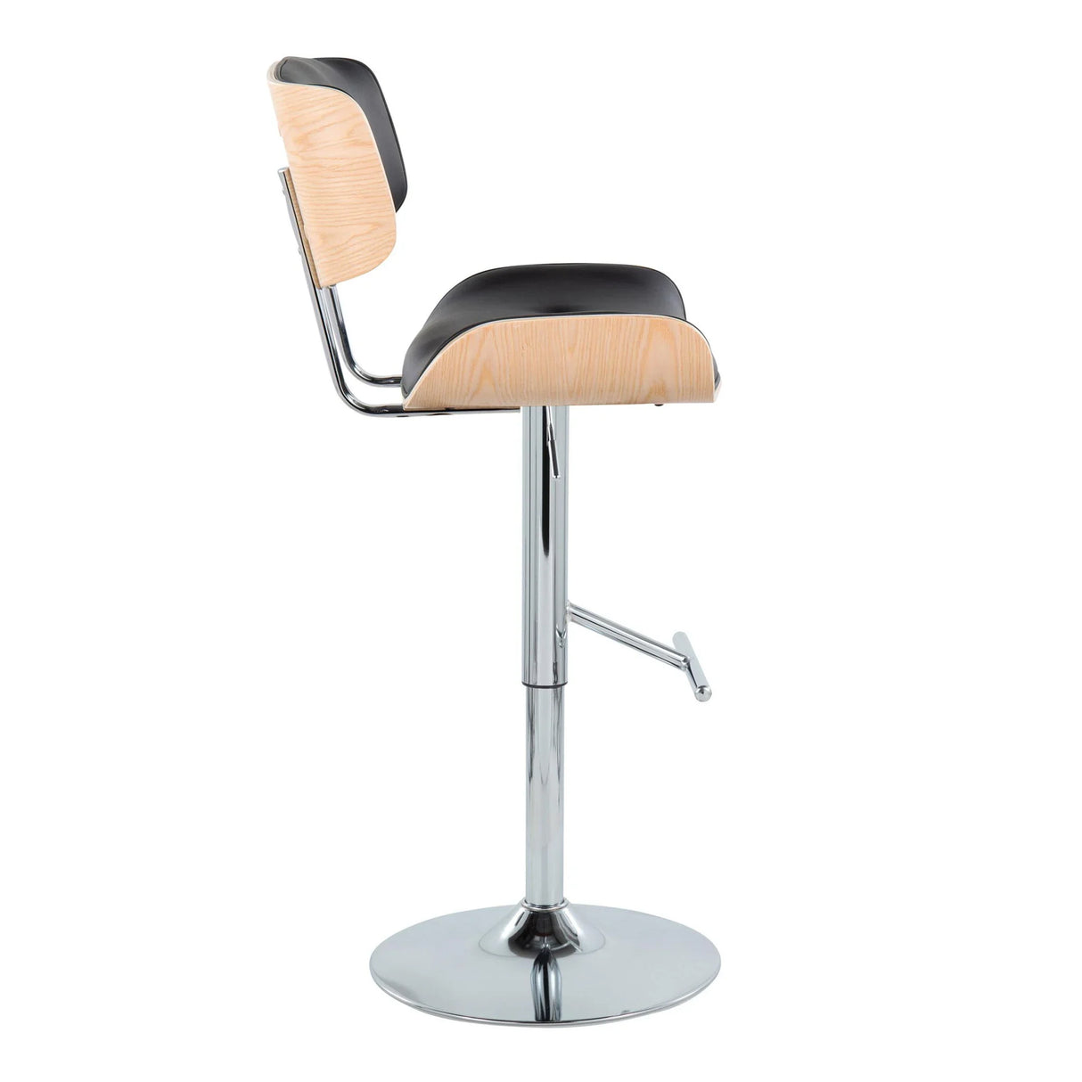 Lombardi - Contemporary Adjustable Barstool With Swivel With Straight T Footrest (Set of 2) - Furniture Home Direct