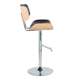 Lombardi - Contemporary Adjustable Barstool With Swivel With Straight T Footrest (Set of 2) - Furniture Home Direct