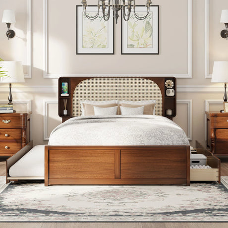 Headboard Bed With 2 Drawers And Trundle - Furniture Home Direct