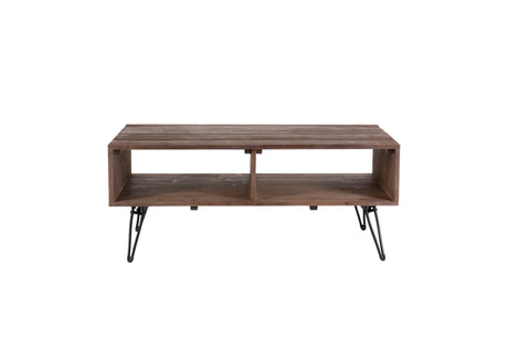 Reclaimed Wood Coffee Table With Open Storage For Living Room - Black / Natural - Furniture Home Direct