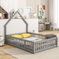 House-Shaped Headboard Floor Bed With Fence - Furniture Home Direct