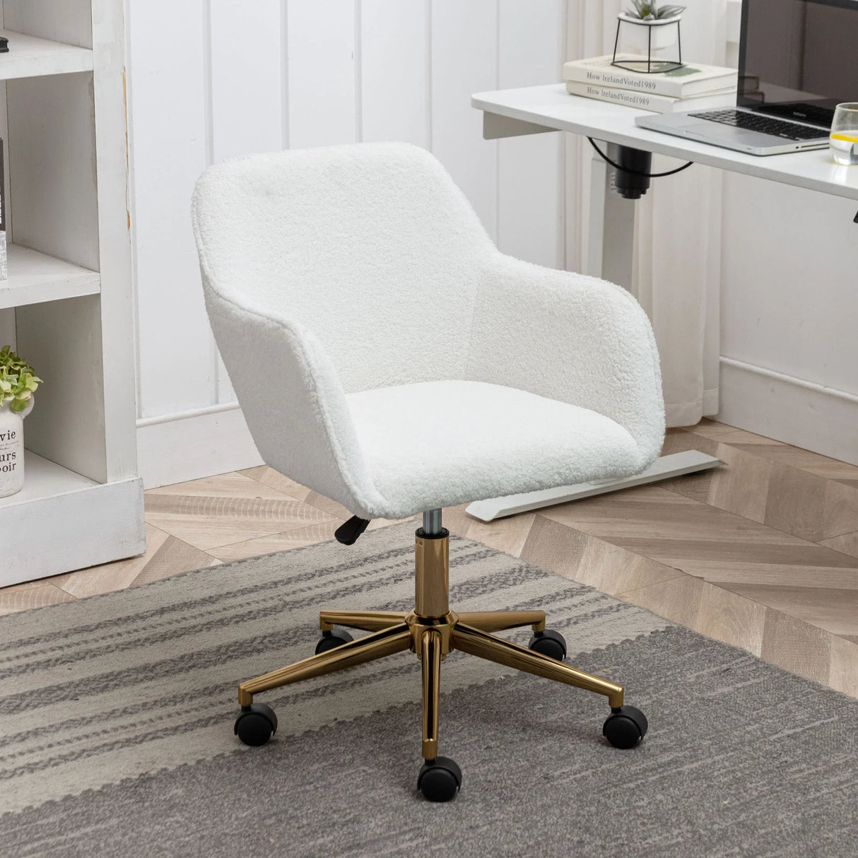 Modern Adjustable Height 360 Revolving Home Office Chair With Metal Legs And Universal Wheel For Indoor - Furniture Home Direct