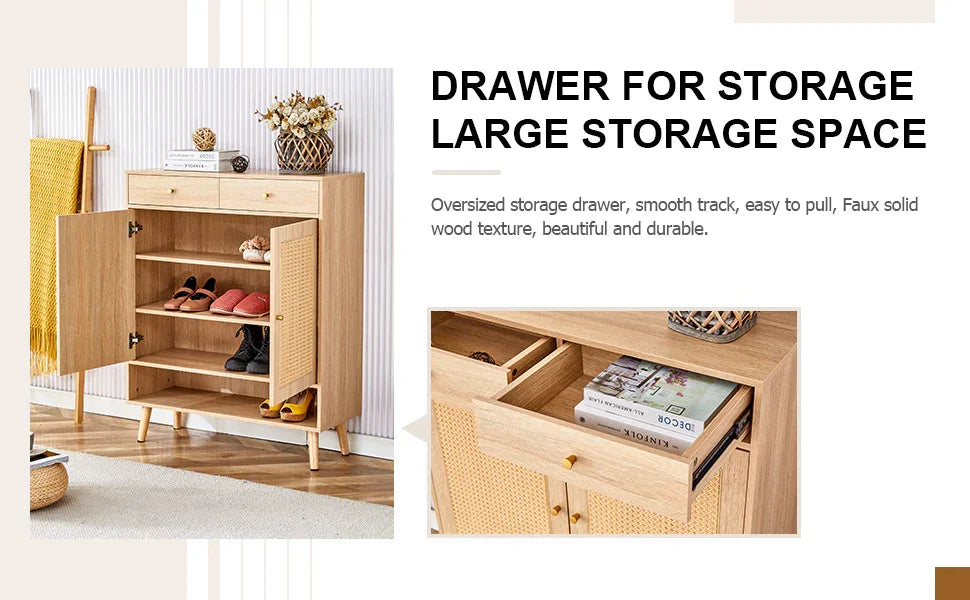 Modern Rattan Shoe Cabinet - Furniture Home Direct