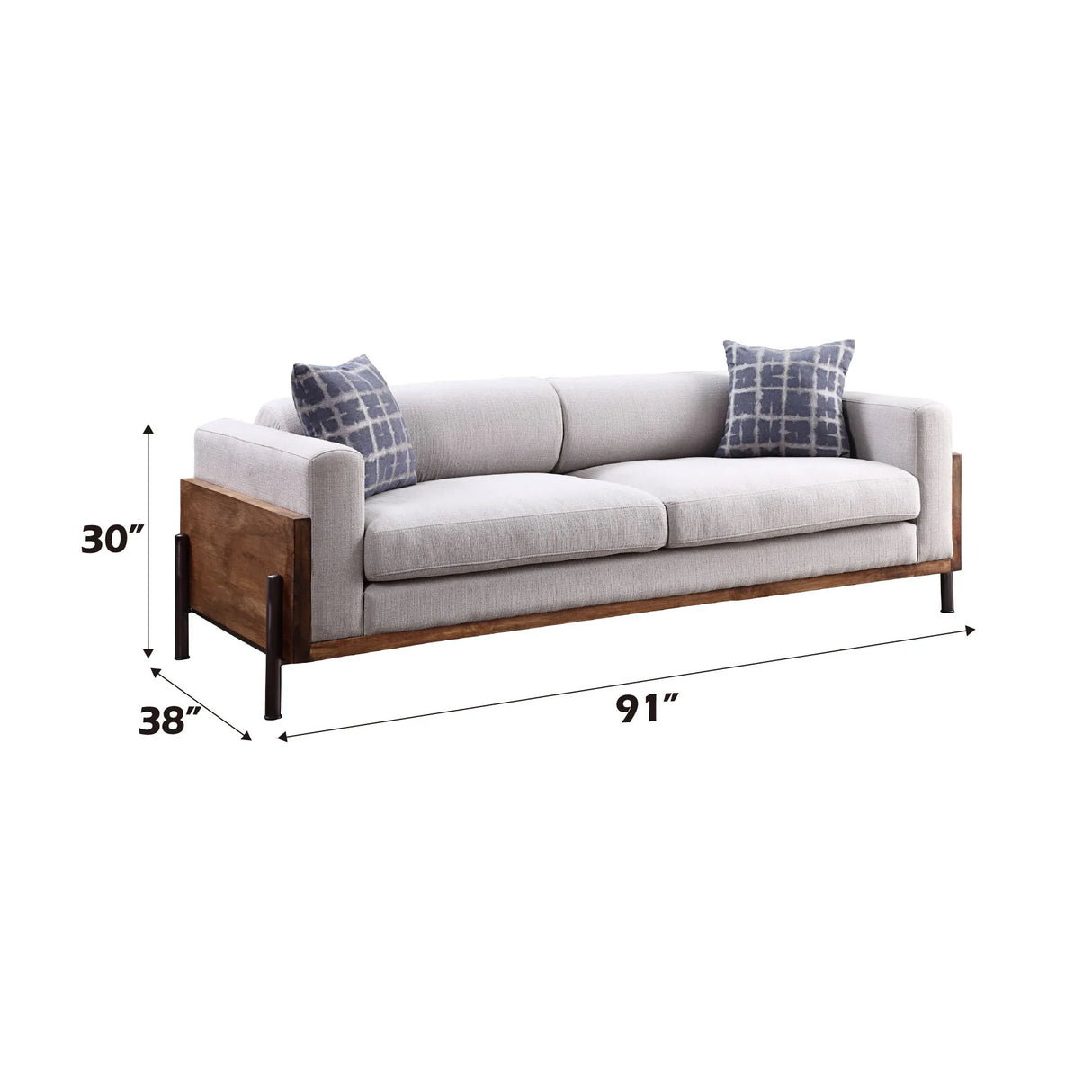 Pelton - 3 Piece Living Room Set With Toss Pillows - Walnut - Furniture Home Direct