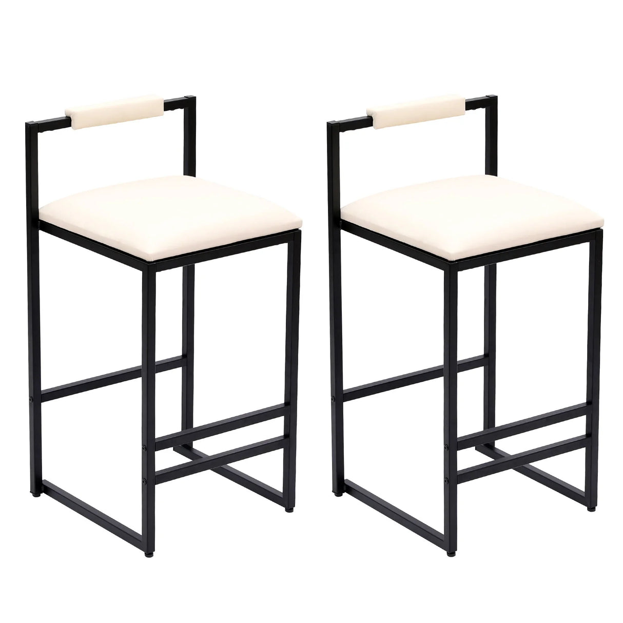 Elegant Bar Stool Set With Backrest And Footrest, Counter Height (Set of 2) - Furniture Home Direct