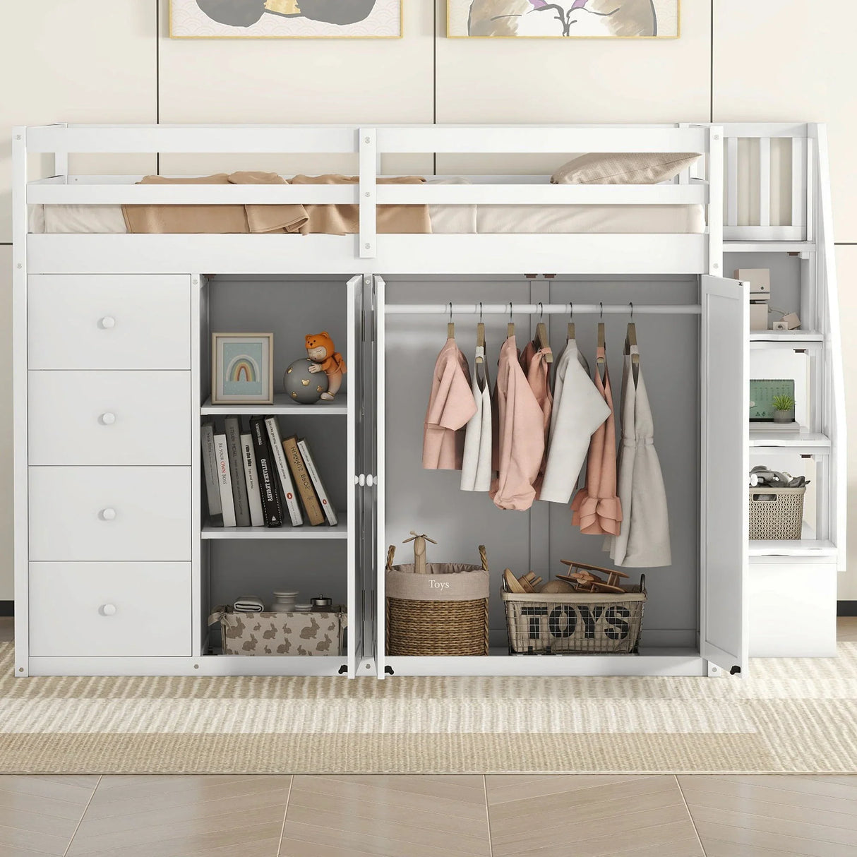Loft Bed With Built In Wardrobes, Cabinets And Drawers - Furniture Home Direct