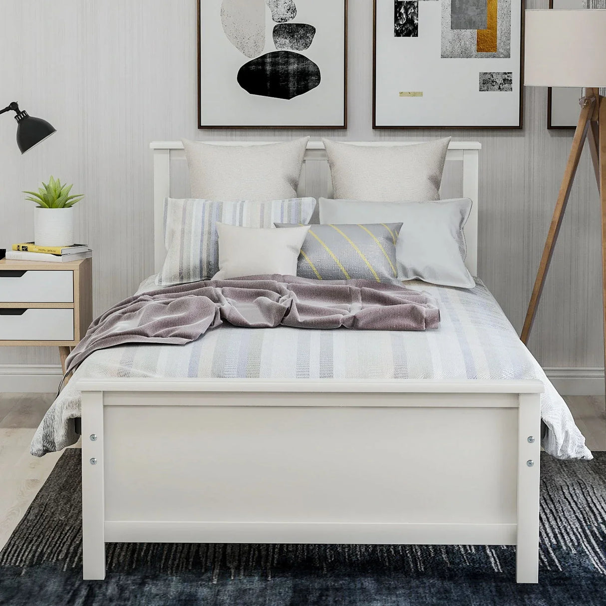 Platform Bed With Headboard, Footboard And Wood Slat Support - Furniture Home Direct