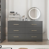Large 6 Drawers Chest Of Drawer Dressers Table With Golden Handle - Furniture Home Direct