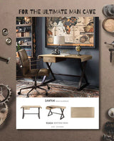 Danton - Aluminum Top Grain Leather Rectangular Writing Desk - Gold - Furniture Home Direct