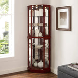 6 Shelf Corner Curio Display Cabinet With Lights, Mirrors And Adjustable Shelves (E26 Light Bulb Not Included) - Furniture Home Direct