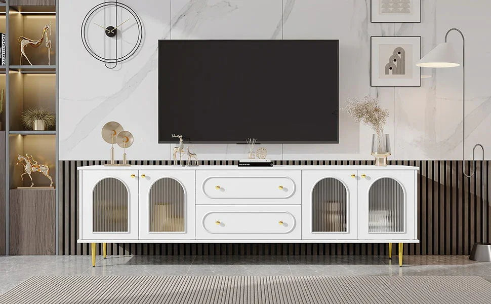 TV Cabinet With 2 Drawers And 2 Cabinets - Furniture Home Direct