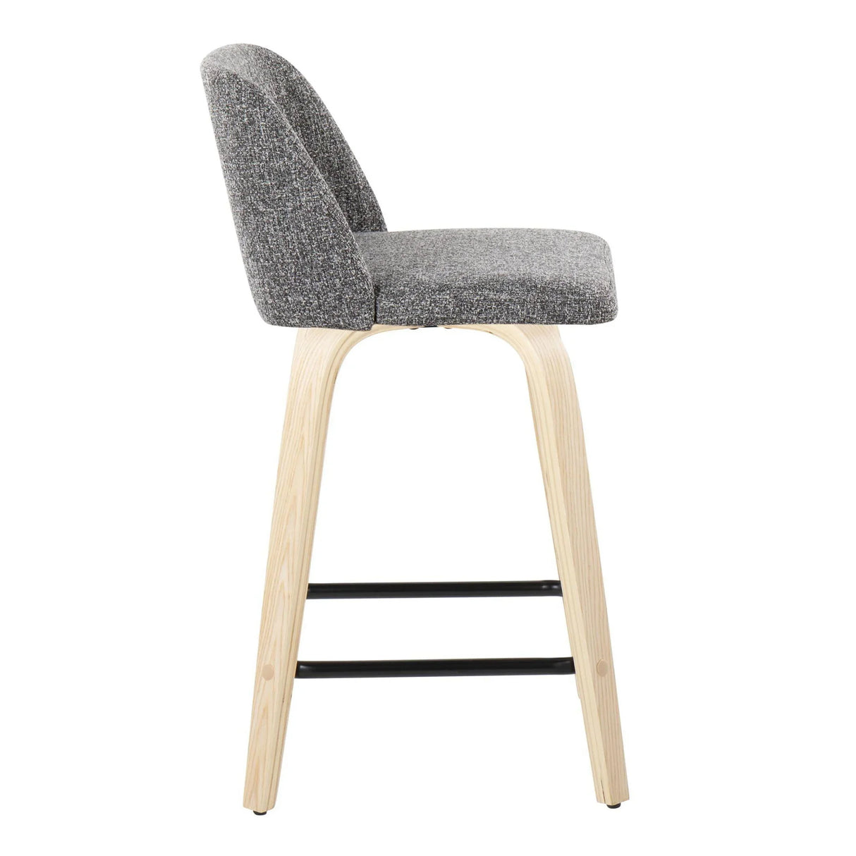 Toriano - Contemporary Modern Design Fixed Height Counter Stool With Swivel With Square Footrest (Set of 2) - Furniture Home Direct