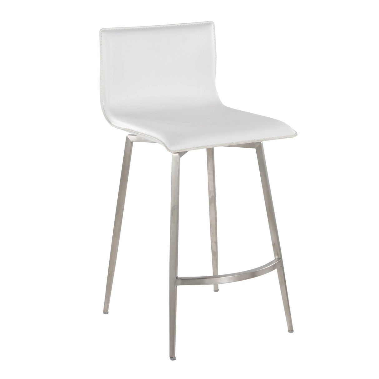 Mara - Upholstered Contemporary Fixed Height Counter Stool With Swivel (Set of 2) - White - Furniture Home Direct