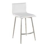 Mara - Upholstered Contemporary Fixed Height Counter Stool With Swivel (Set of 2) - White - Furniture Home Direct