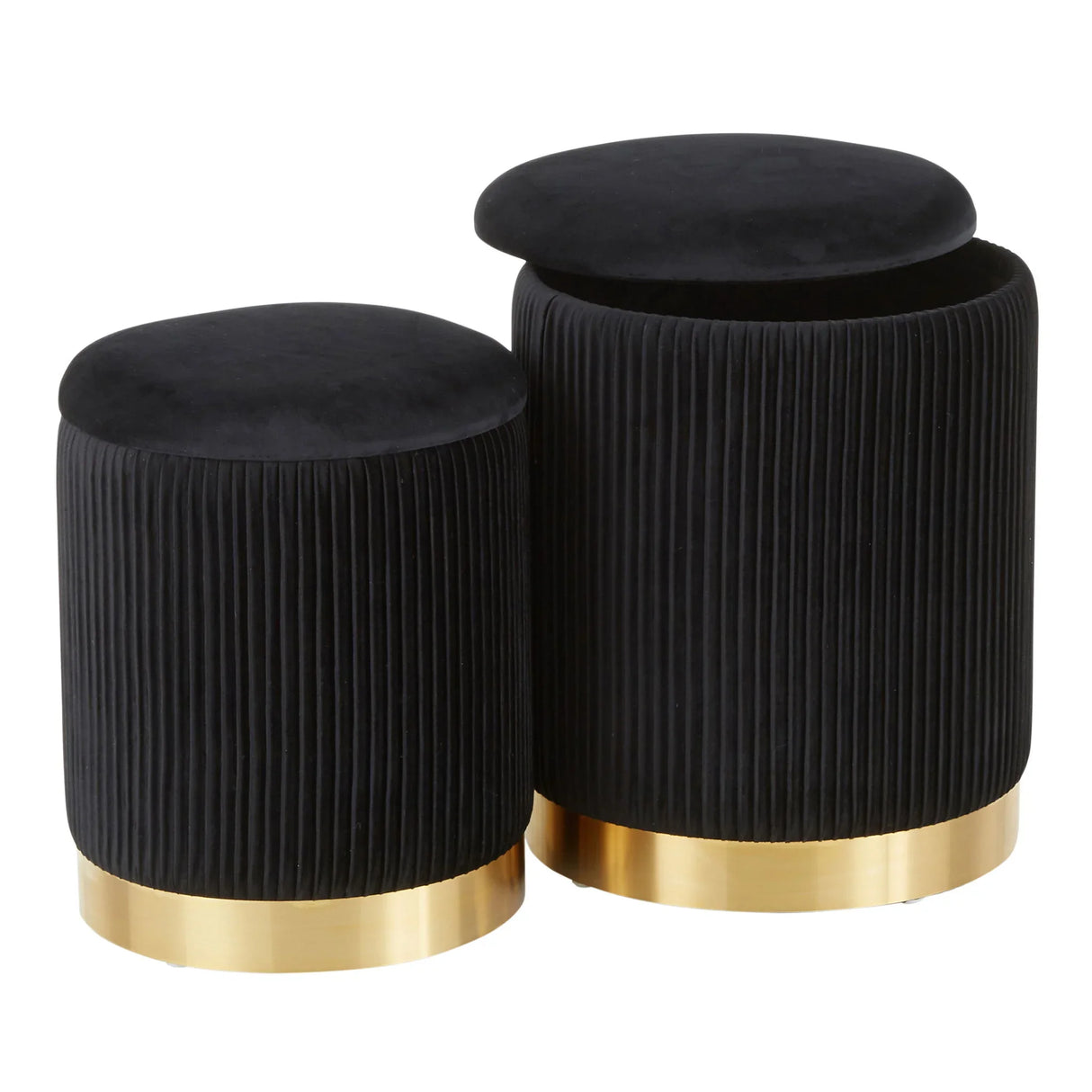 Marla - Contemporary Nesting Pleated Ottoman Set - Furniture Home Direct