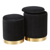 Marla - Contemporary Nesting Pleated Ottoman Set - Furniture Home Direct