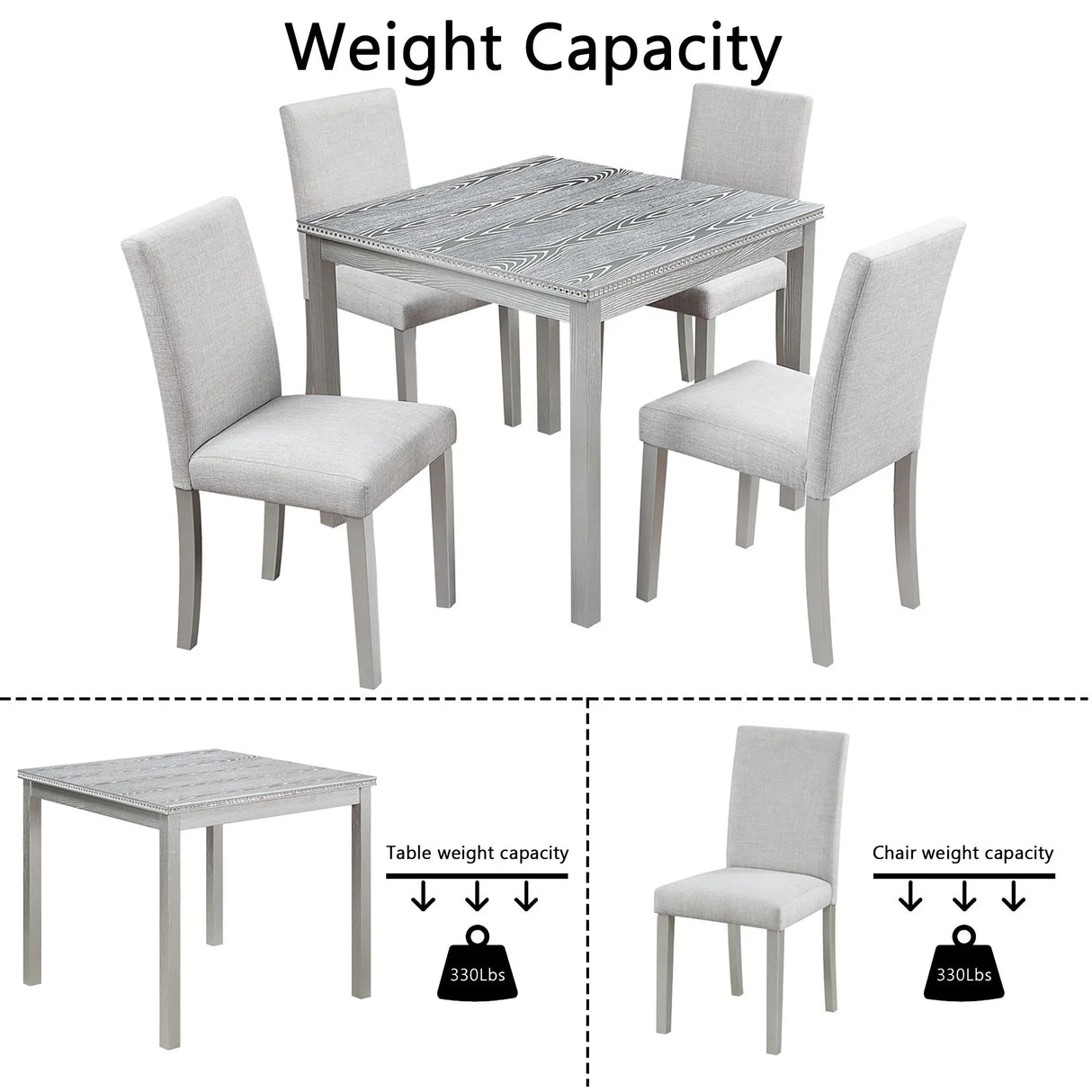 Dining Table Set With Crystal Decoration And Upholstered Chairs - Furniture Home Direct