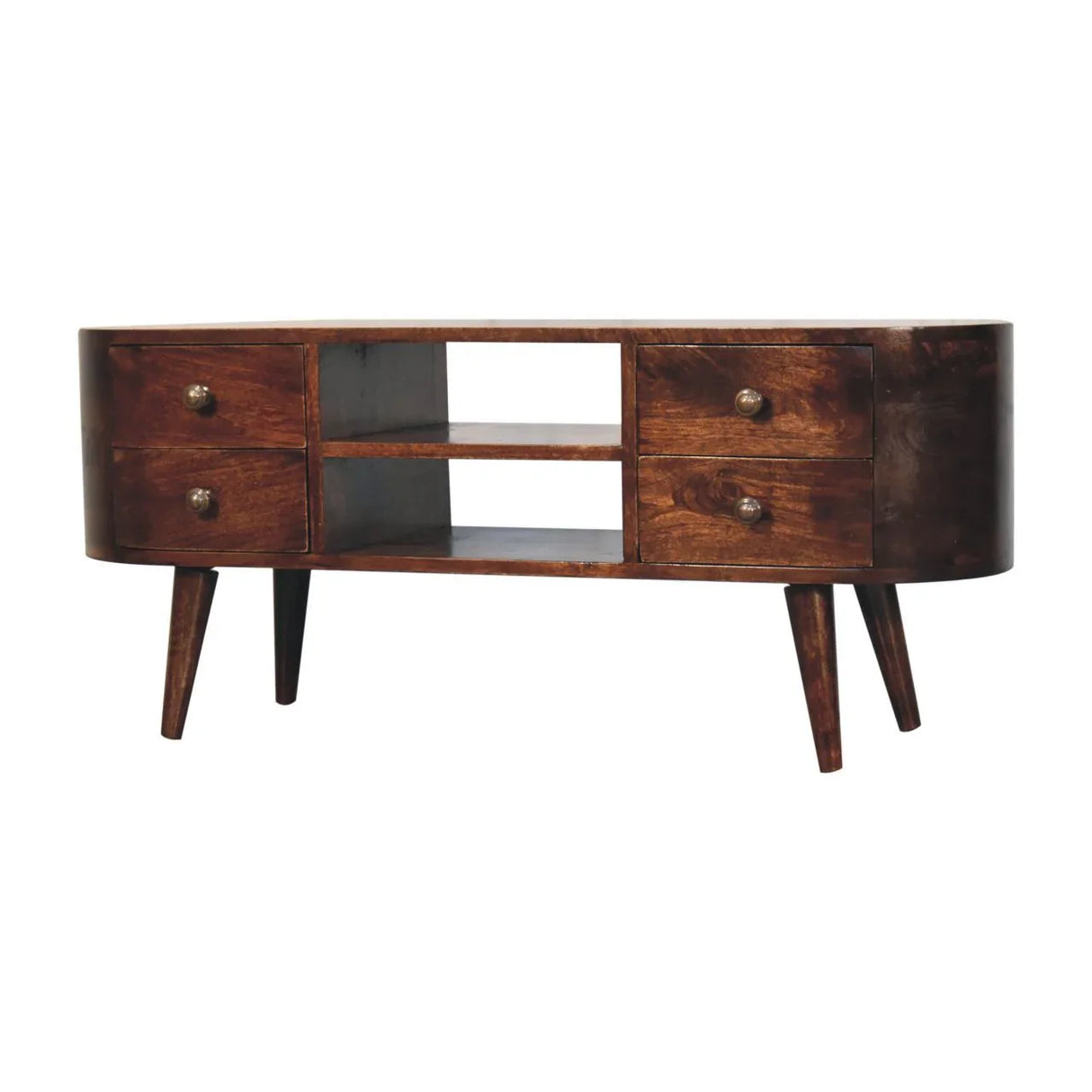 Solid Wood Rounded Entertainment Unit - Furniture Home Direct