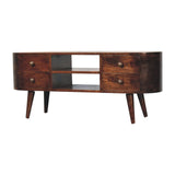 Solid Wood Rounded Entertainment Unit - Furniture Home Direct