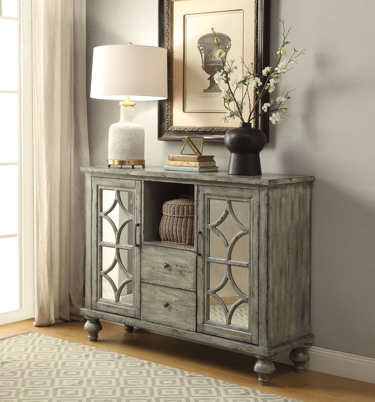 Velika - Weathered Accent Cabinet WithStorage - Gray - Furniture Home Direct
